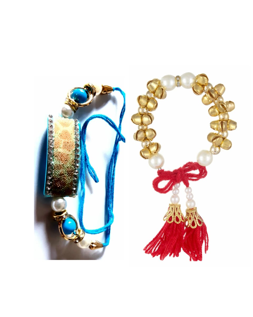 Amazon.com: Eximious India Rakhi For Brother and Bhabhi Traditional Lumba  Designer Fancy Bracelet on Rakshabandhan Traditional (Light Blue) :  Clothing, Shoes & Jewelry