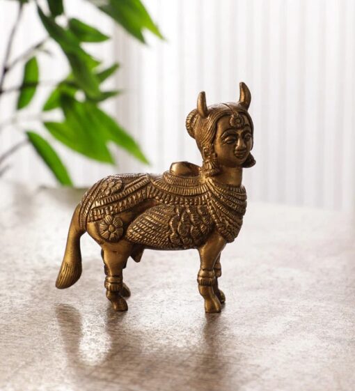 Handcrafted Brass Kamdhenu Idol For Positivity & Vastu.