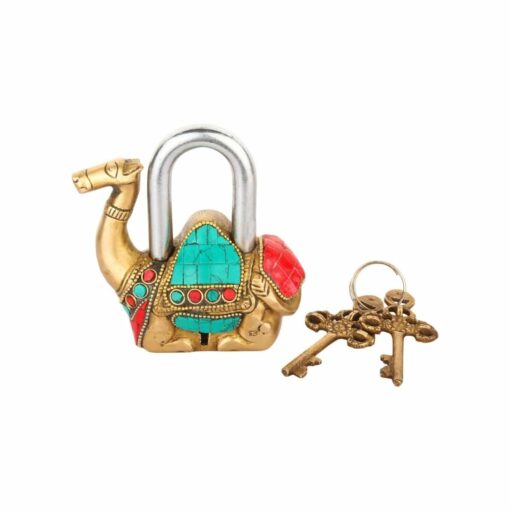 Handcrafted Brass Camel Figurine Padlock