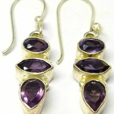 Amethyst 925 Gemstone Sterling 2 Earrings