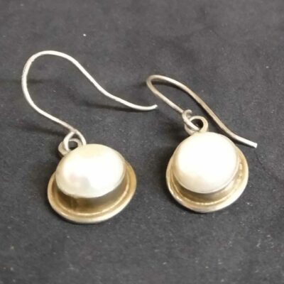 Handcrafted Silver Pearl Earrings Dangle Jewelry Gift