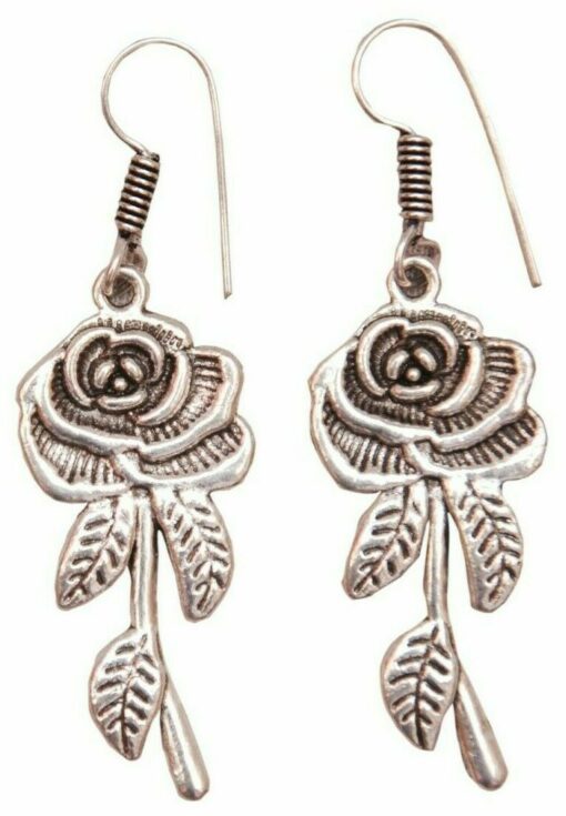 Handcrafted Rose Silver Earring