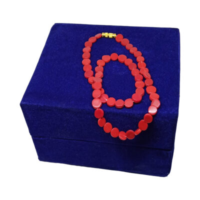 Red Round Coral Beads Chunky Vintage 8mm Necklace