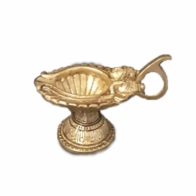 Handcrafted Brass Lakshmi Ganesha Oil Diya For Pooja.