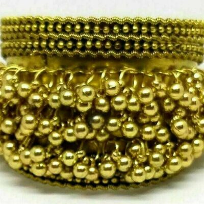 Handcrafted Bracelet Bangle Cuff Small Bells Jewelry Gift Women Brass Gold Steel