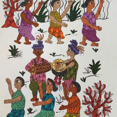 Gond Tribal Folk Art Handmade Paper Painting.
