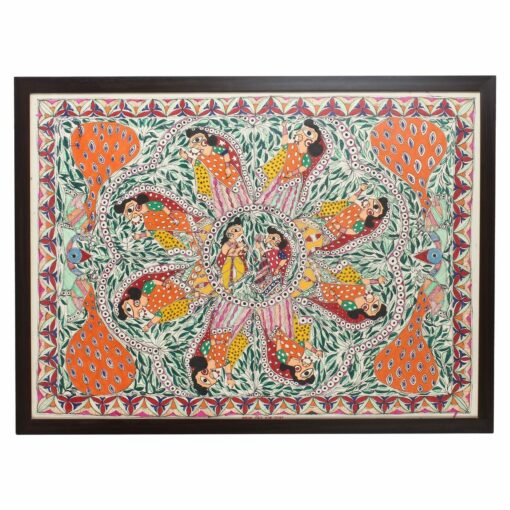 Handmade Madhubani Painting Mithila Bihar Folk Indian Art.