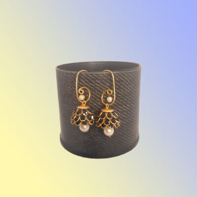 Handcrafted Kundan Pearl Brass Earring Jhumka Overlay Jewelry