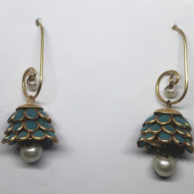 Handmade Kundan Pearl Brass Earring Jhumka Jewelry