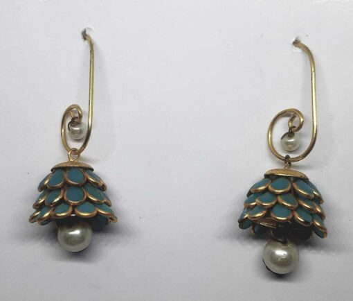 Handmade Kundan Pearl Brass Earring Jhumka Jewelry