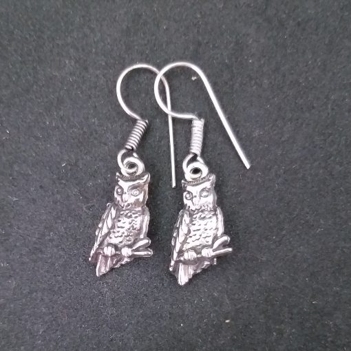 Hanging Owl Shape Earring, German Silver