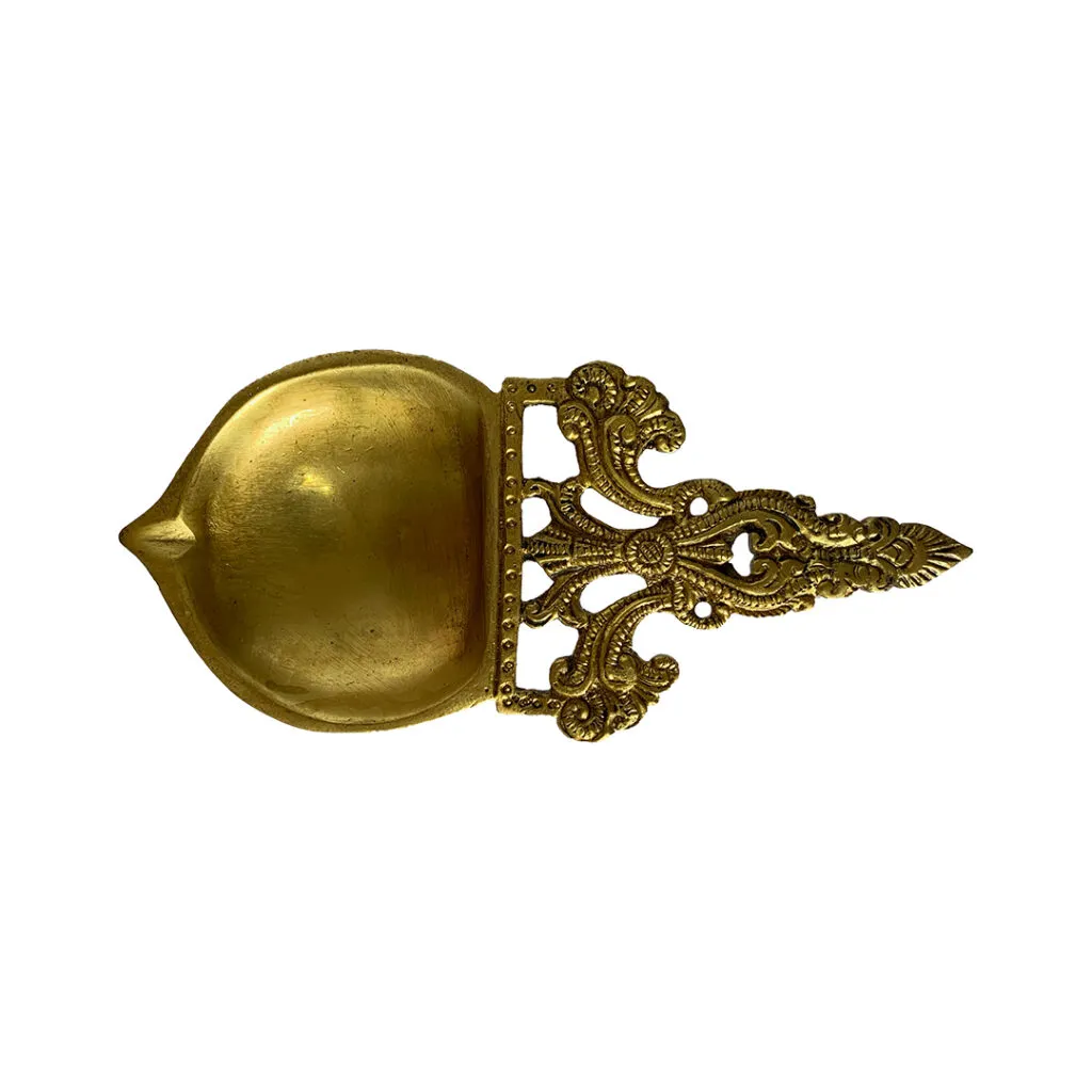 Traditional brass diya oil lamp handcrafted for daily pooja