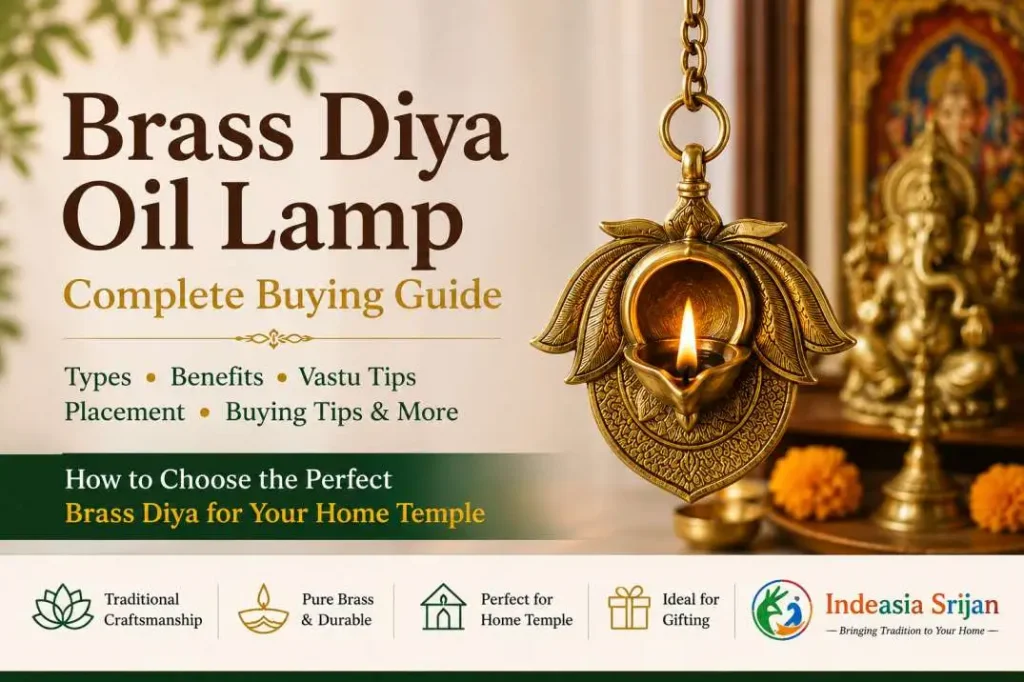 Brass diya oil lamp complete buying guide featuring a handcrafted hanging brass diya for home temple