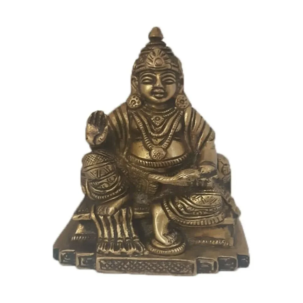 Handcrafted Kuber Brass Idol for Wealth and Prosperity – Traditional Indian Brass Statue