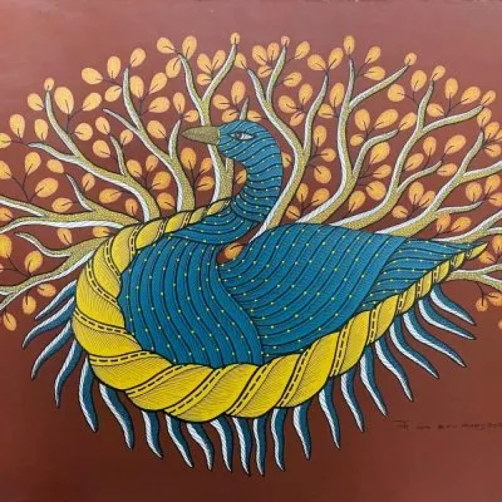 Handmade Peacock Madhubani Painting – Unique Handmade Gift Idea for Home Décor